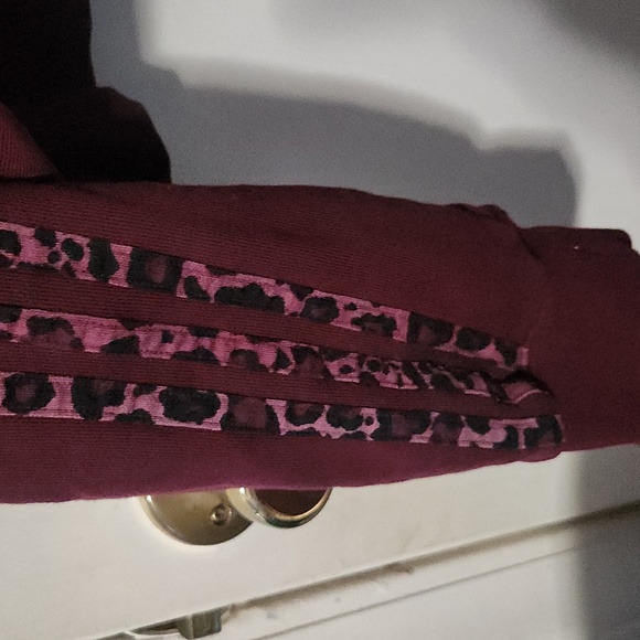 adidas Burgundy Hoodie with Leopard Details - Picture 2 of 4